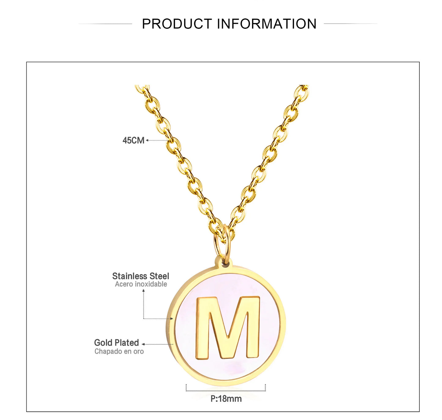 Personalized Initial Pendant – Stainless Steel & Gold Finish