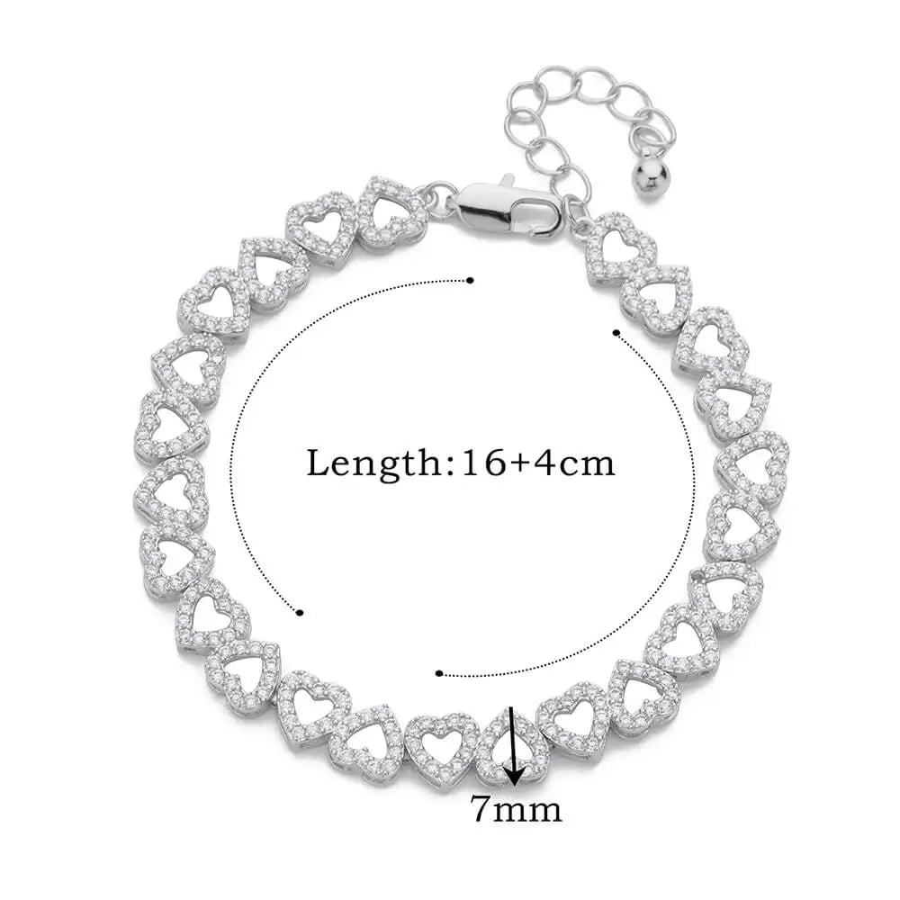 Zircon Heart Charm Bracelet – Stainless Steel Luxury