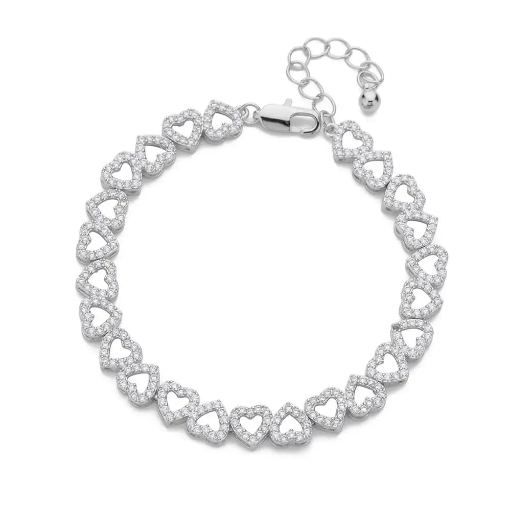 Zircon Heart Charm Bracelet – Stainless Steel Luxury