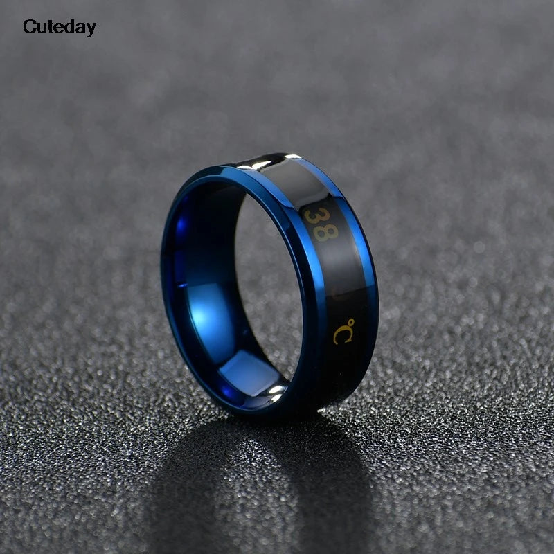 Smart Stainless Steel Multifunctional Ring For Couples Mood Changes Color From Waterproof Body Temperature Measuring Ring